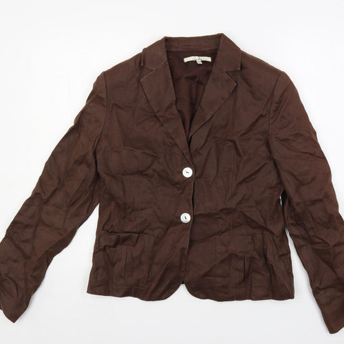Zara Womens Brown Jacket Blazer Size 14 Button