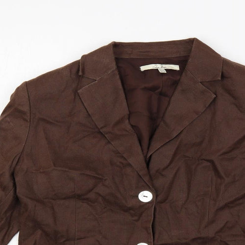 Zara Womens Brown Jacket Blazer Size 14 Button