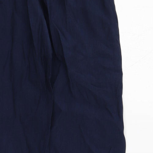 Marks and Spencer Womens Blue Lyocell Trousers Size 8 L29 in Regular Drawstring - Elastic Waist