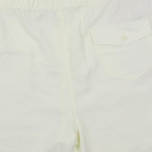 Marks and Spencer Womens Ivory Polyester Basic Shorts Size 24 L5 in Regular - Elastic Waist