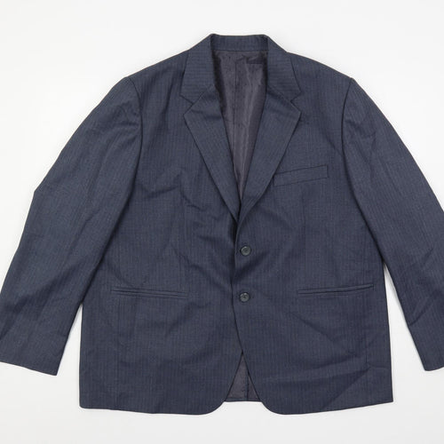 Alaj's Mens Blue Striped Polyester Jacket Suit Jacket Size 46 Regular