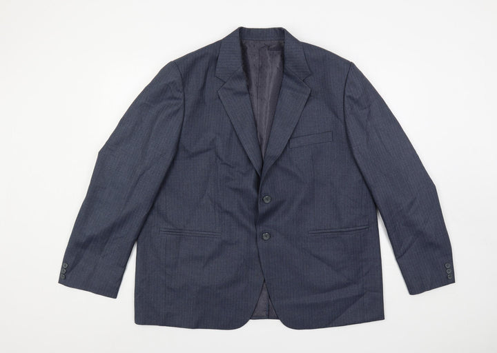 Alaj's Mens Blue Striped Polyester Jacket Suit Jacket Size 46 Regular