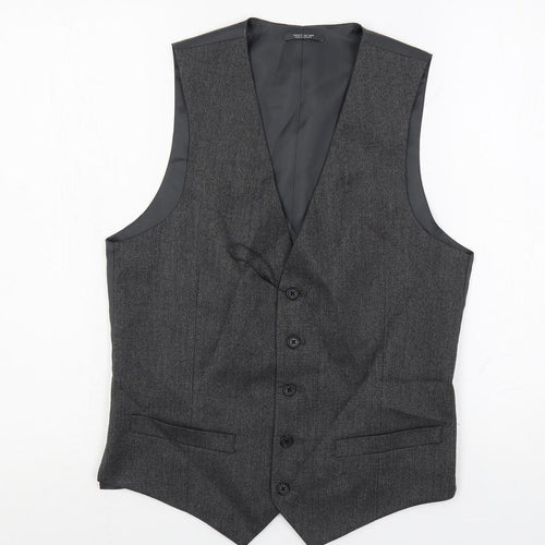 Marks and Spencer Mens Grey Polyester Jacket Suit Waistcoat Size 34 Regular