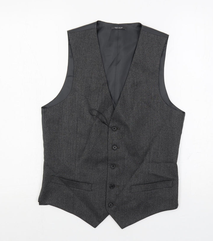 Marks and Spencer Mens Grey Polyester Jacket Suit Waistcoat Size 34 Regular