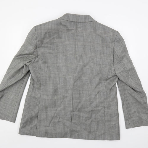 Marks and Spencer Mens Grey Plaid Wool Jacket Suit Jacket Size 44 Regular