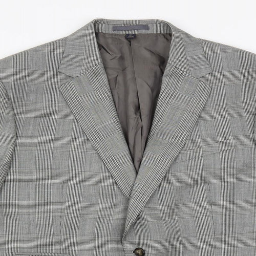 Marks and Spencer Mens Grey Plaid Wool Jacket Suit Jacket Size 44 Regular