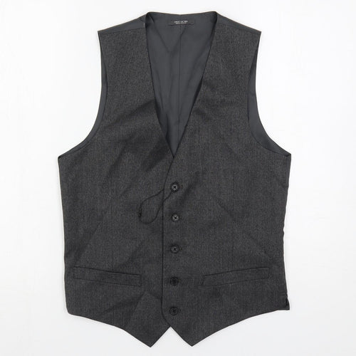 Marks and Spencer Mens Grey Polyester Jacket Suit Waistcoat Size 34 Regular