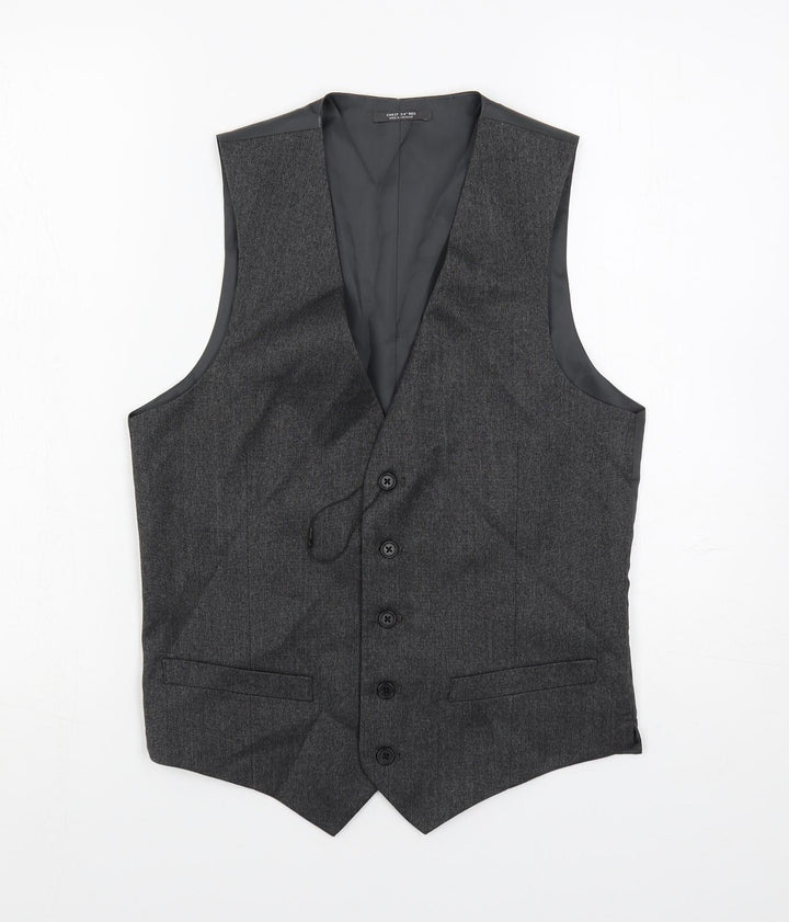 Marks and Spencer Mens Grey Polyester Jacket Suit Waistcoat Size 34 Regular