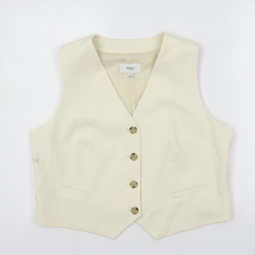 Marks and Spencer Womens Ivory Jacket Waistcoat Size 16 Button