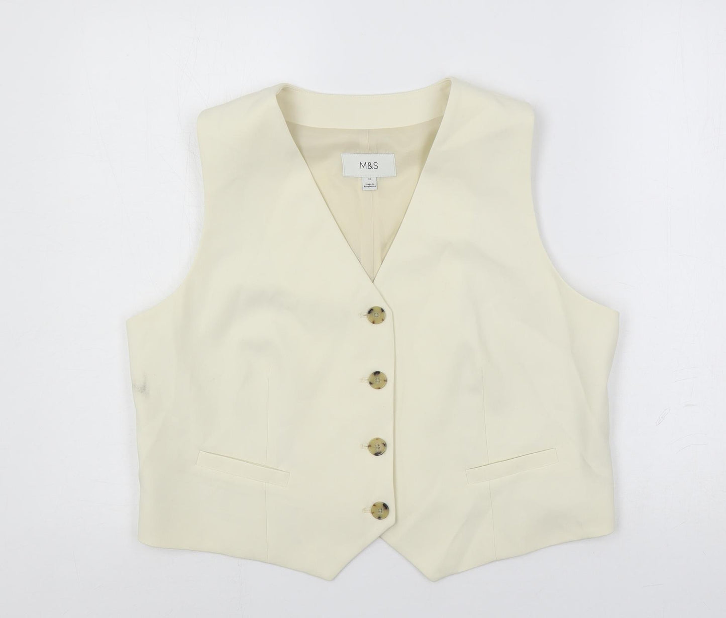 Marks and Spencer Womens Ivory Jacket Waistcoat Size 16 Button