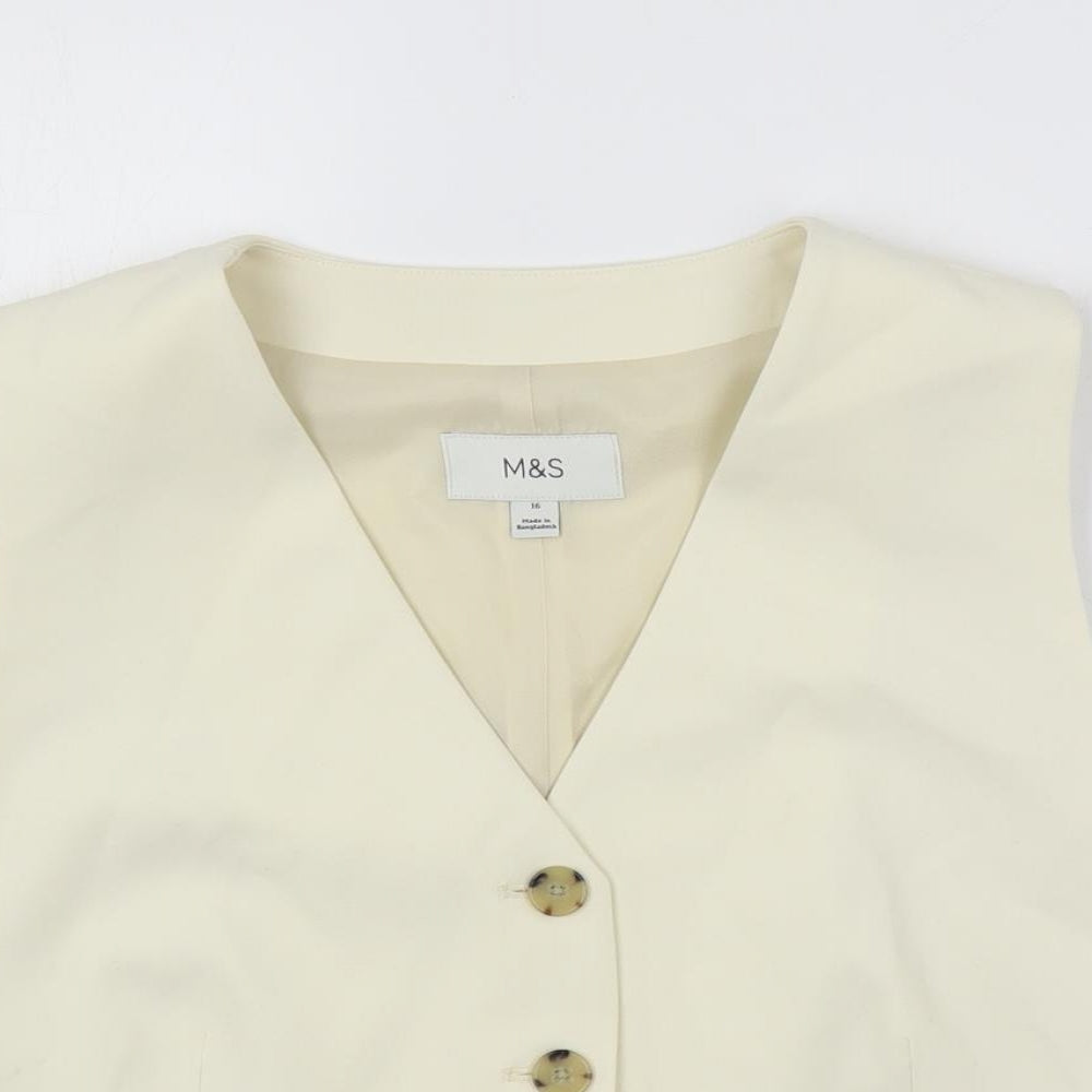 Marks and Spencer Womens Ivory Jacket Waistcoat Size 16 Button