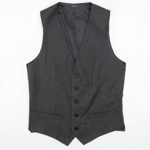 Marks and Spencer Mens Grey Polyester Jacket Suit Waistcoat Size 34 Regular