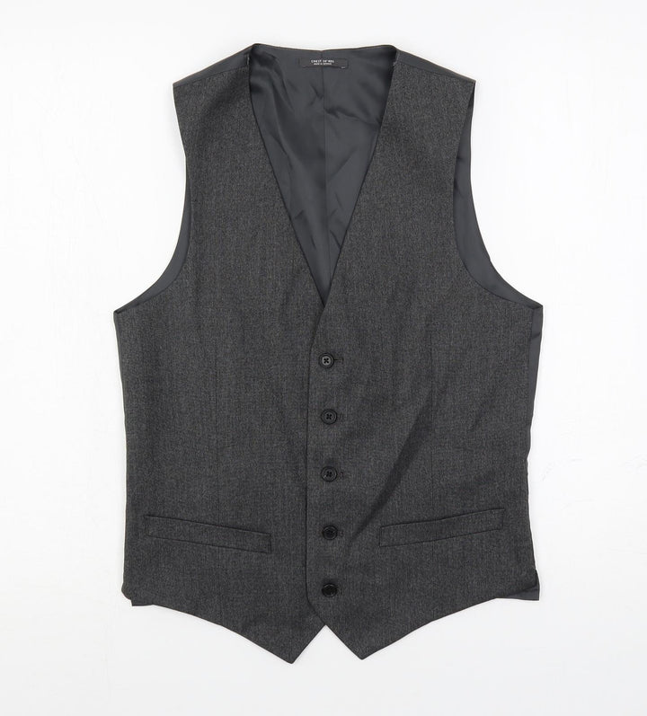 Marks and Spencer Mens Grey Polyester Jacket Suit Waistcoat Size 34 Regular