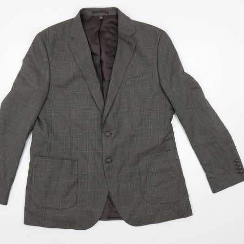 Marks and Spencer Mens Grey Geometric Polyester Jacket Suit Jacket Size 44 Regular