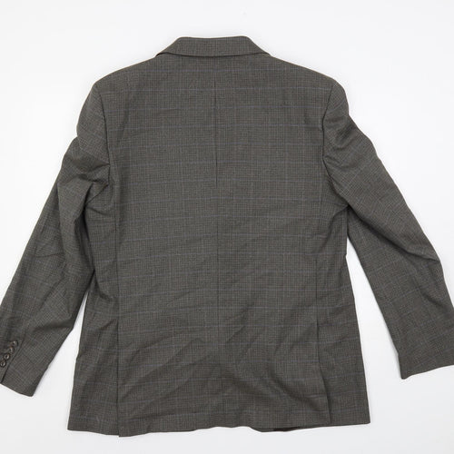 Marks and Spencer Mens Grey Geometric Polyester Jacket Suit Jacket Size 44 Regular