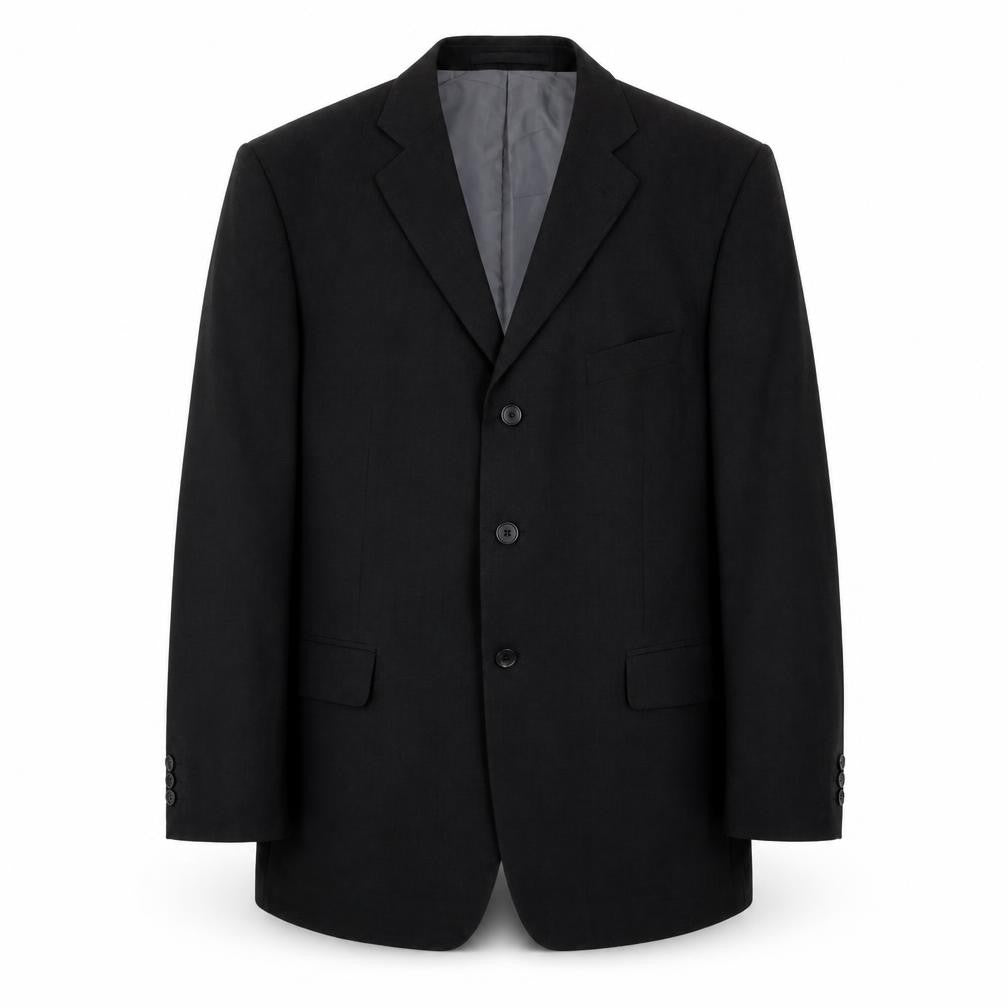 Front view of Marks & Spencer men’s black wool jacket suit jacket, size 42, regular
