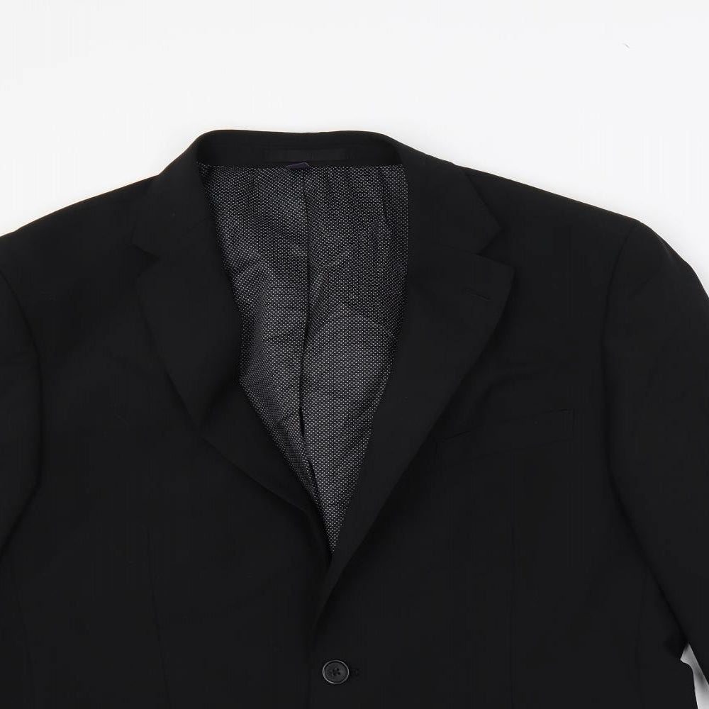 Marks and Spencer Mens Black Polyester Jacket Suit Jacket Size 42 Regular
