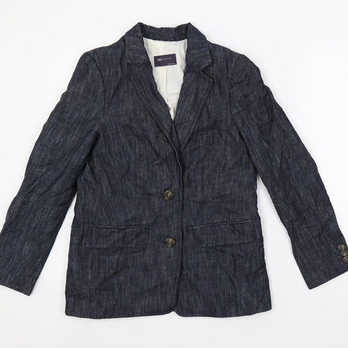 Marks and Spencer Womens Blue Jacket Blazer Size 8 Button