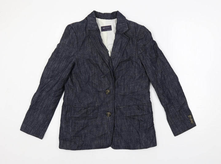Marks and Spencer Womens Blue Jacket Blazer Size 8 Button