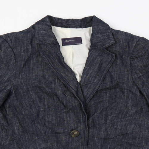 Marks and Spencer Womens Blue Jacket Blazer Size 8 Button
