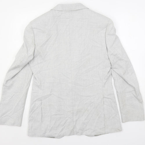 Marks and Spencer Mens Grey Geometric Polyester Jacket Suit Jacket Size 38 Regular