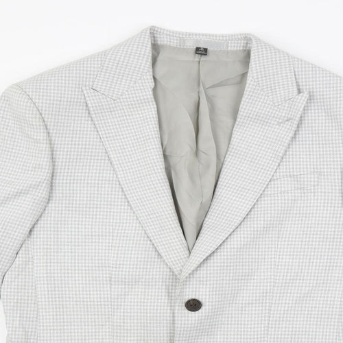 Marks and Spencer Mens Grey Geometric Polyester Jacket Suit Jacket Size 38 Regular