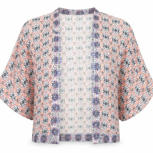 South Womens Pink Geometric Viscose Kimono Blouse Size M V-Neck