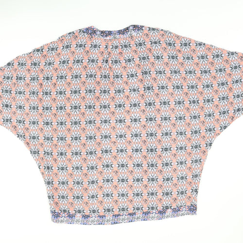 South Womens Pink Geometric Viscose Kimono Blouse Size M V-Neck
