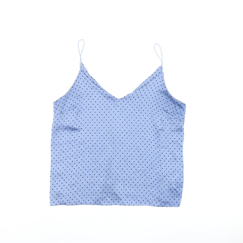 New Look Womens Blue Polka Dot Polyester Camisole Tank Size 14 V-Neck