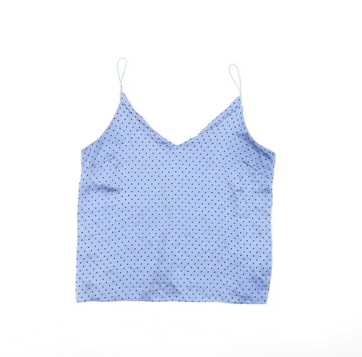 New Look Womens Blue Polka Dot Polyester Camisole Tank Size 14 V-Neck