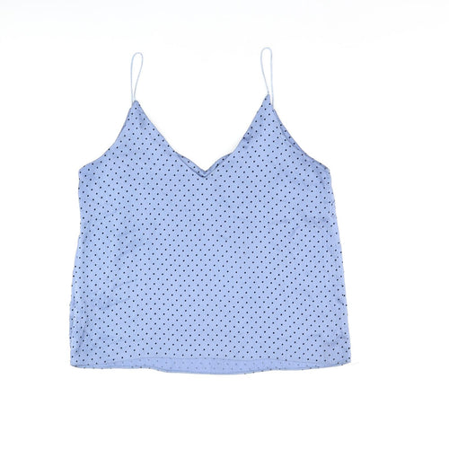 New Look Womens Blue Polka Dot Polyester Camisole Tank Size 14 V-Neck