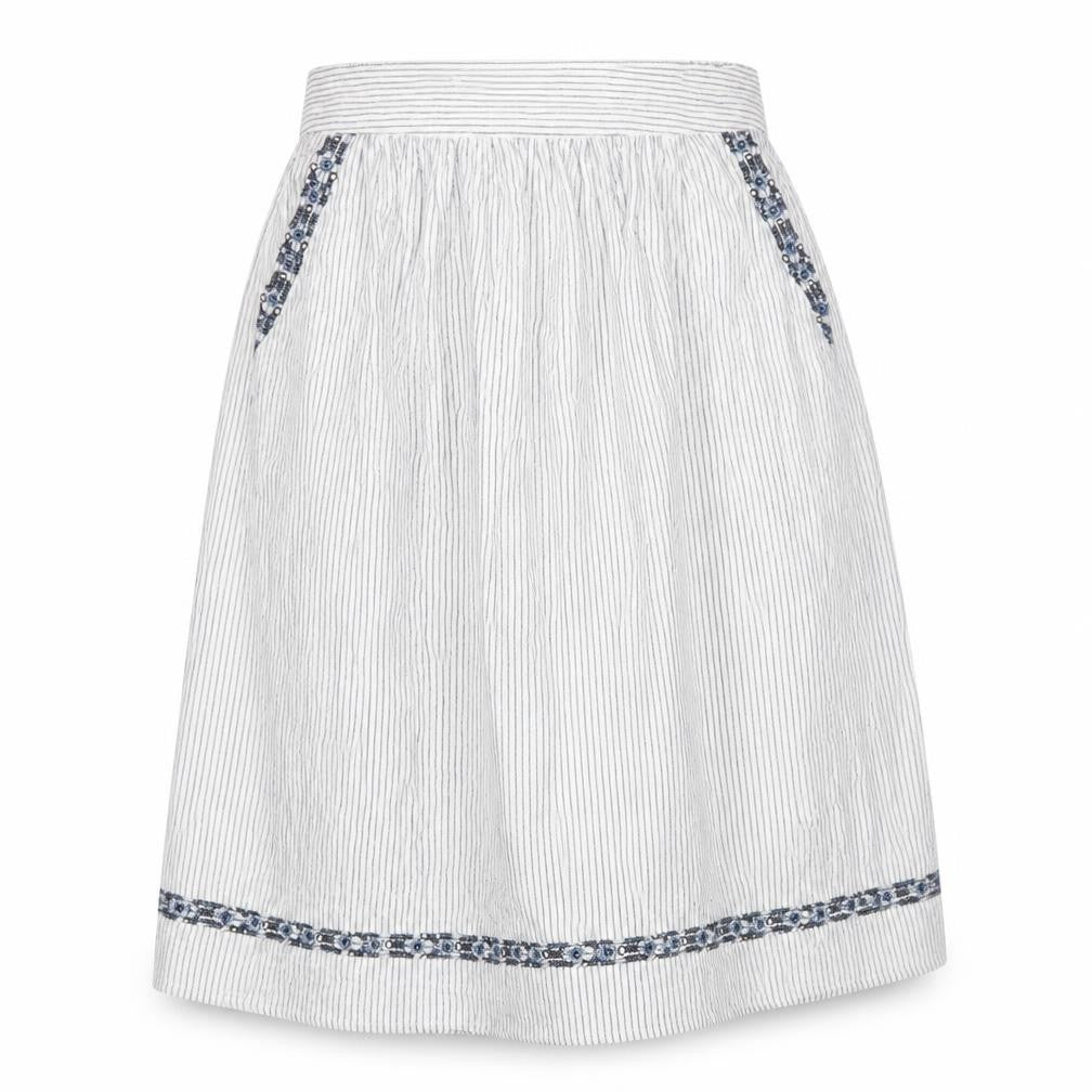 Marks and Spencer Womens White Striped Viscose Swing Skirt Size 8