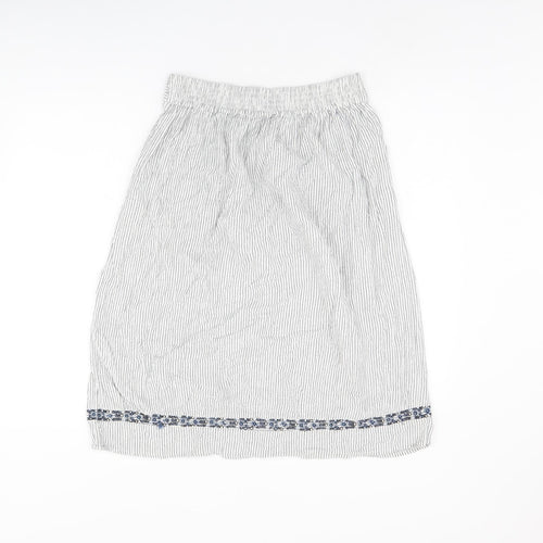 Marks and Spencer Womens White Striped Viscose Swing Skirt Size 8