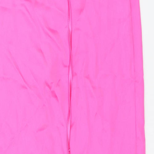 Boohoo Womens Pink Polyester Wrap Skirt Size 10 Tie - Side Slits