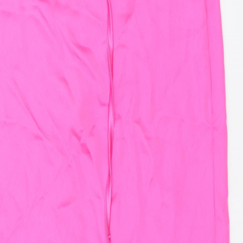 Boohoo Womens Pink Polyester Wrap Skirt Size 10 Tie - Side Slits