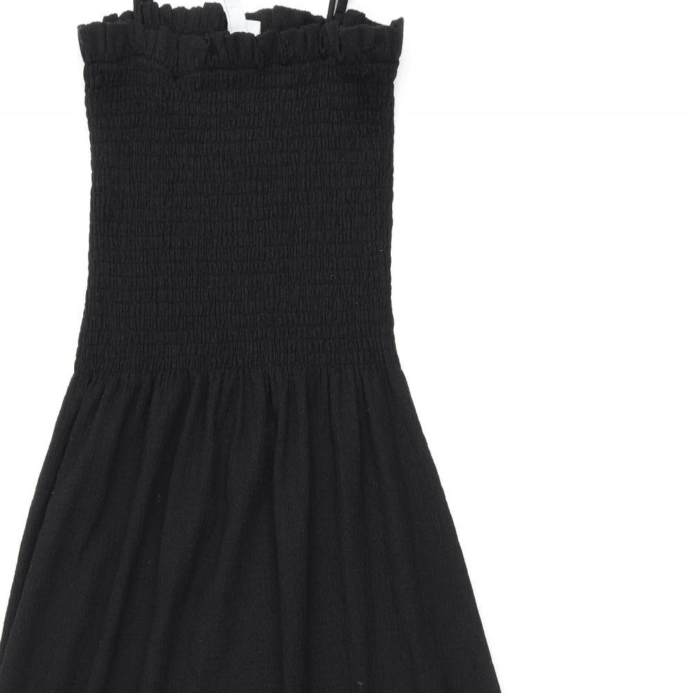 H&M Womens Black Polyester A-Line Size M Square Neck Pullover