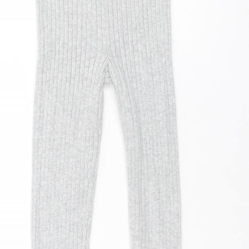 Indigo Girls Grey Cotton Capri Trousers Size 5-6 Years L20 in Regular Pullover - Leggings