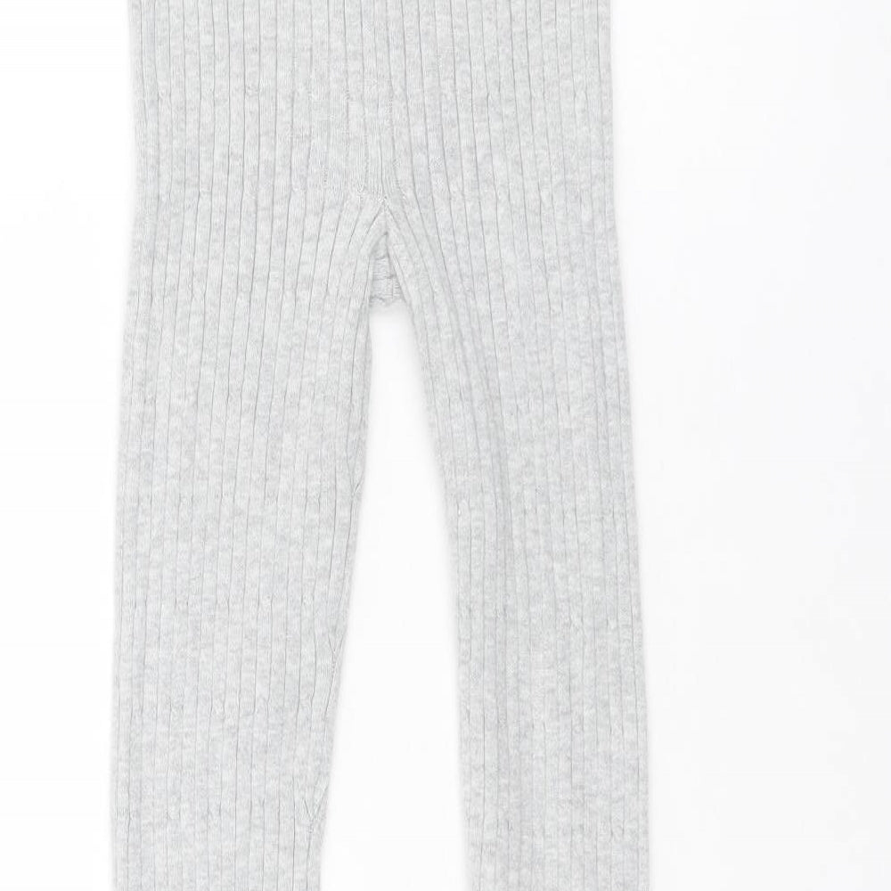 Indigo Girls Grey Cotton Capri Trousers Size 5-6 Years L20 in Regular Pullover - Leggings