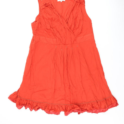 RJR.John Rocha Womens Red Cotton Skater Dress Size 22 V-Neck Zip