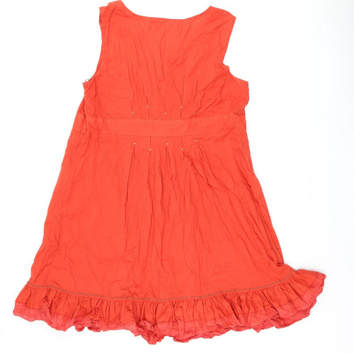RJR.John Rocha Womens Red Cotton Skater Dress Size 22 V-Neck Zip
