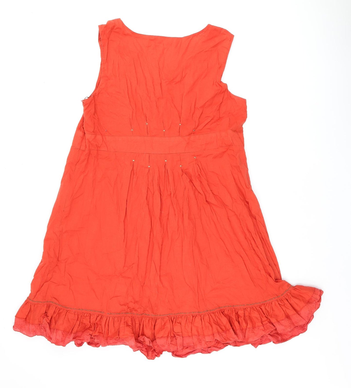 RJR.John Rocha Womens Red Cotton Skater Dress Size 22 V-Neck Zip