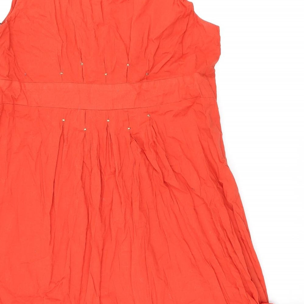 RJR.John Rocha Womens Red Cotton Skater Dress Size 22 V-Neck Zip