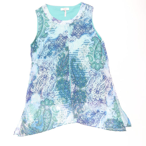Millers Womens Blue Paisley Polyester Basic Blouse Size 14 Round Neck