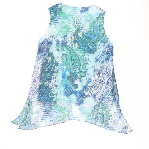 Millers Womens Blue Paisley Polyester Basic Blouse Size 14 Round Neck