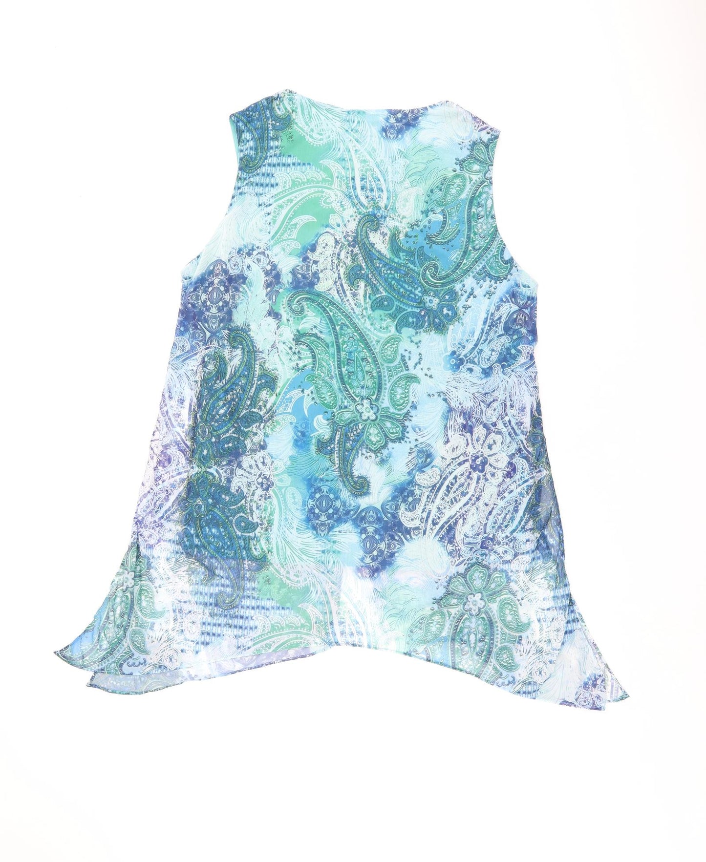 Millers Womens Blue Paisley Polyester Basic Blouse Size 14 Round Neck