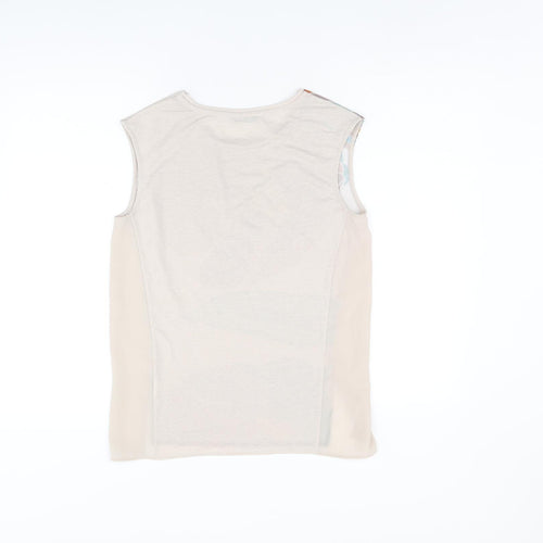 Zara Womens Beige Floral Polyester Basic Tank Size S Round Neck