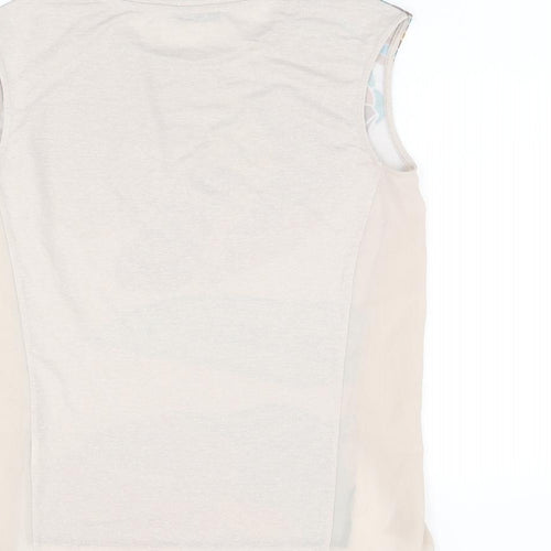 Zara Womens Beige Floral Polyester Basic Tank Size S Round Neck