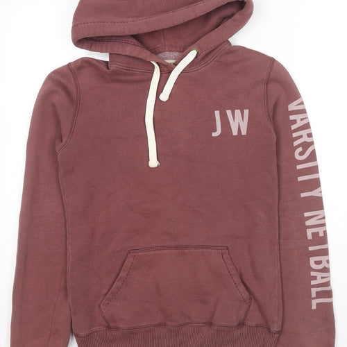Jack Wills Womens Brown Cotton Pullover Hoodie Size 8 Pullover