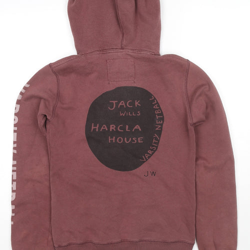 Jack Wills Womens Brown Cotton Pullover Hoodie Size 8 Pullover