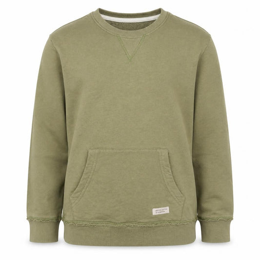 Front view of United Colors of Benetton girls’ green cotton pullover sweatshirt, size 8-9, years pullover